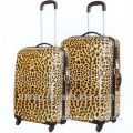 TSA Lock, zipper compartment, full lining leopard pattern abs pc luggage sets